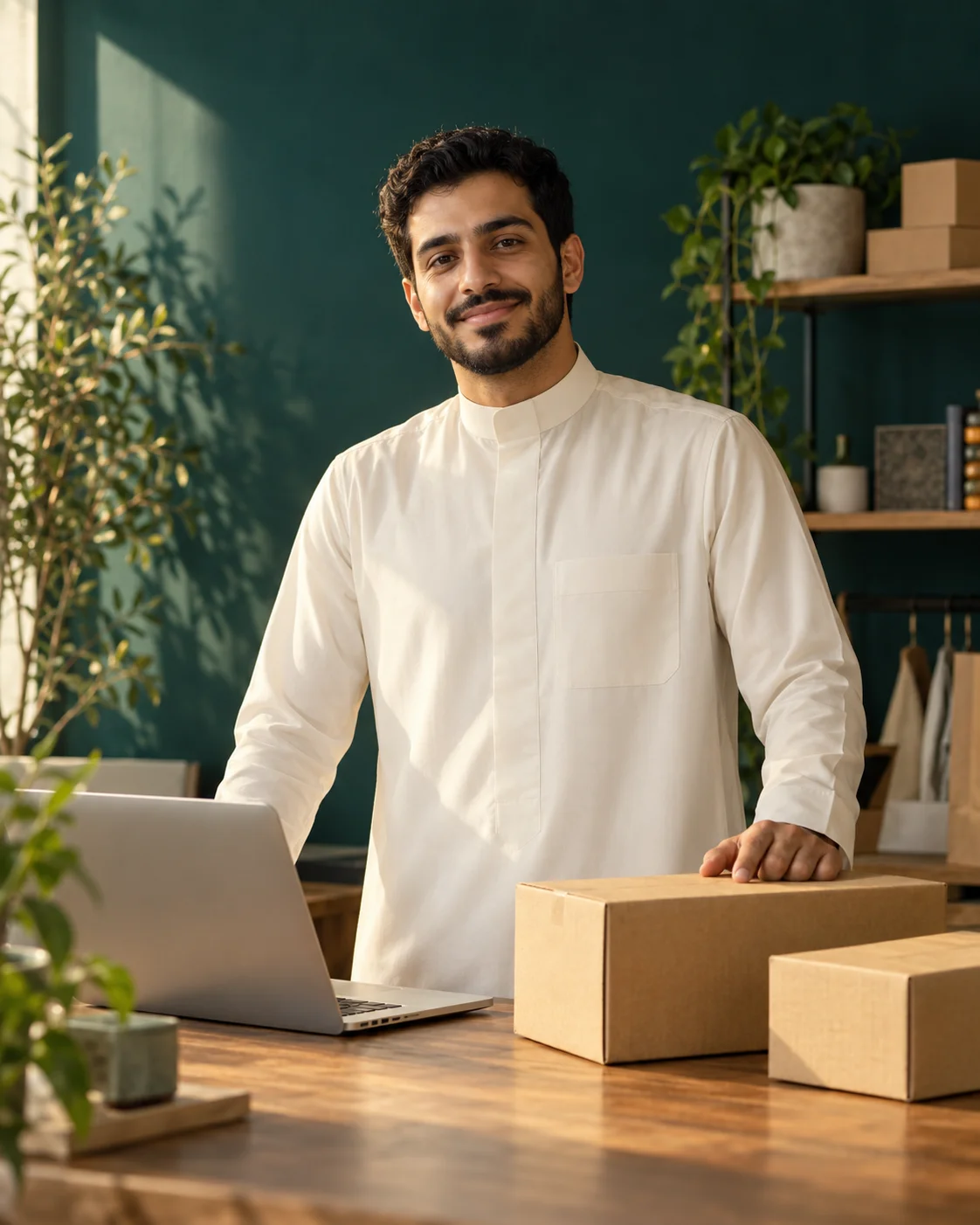 صاحب متجر أثناء تجهيز الطلبات